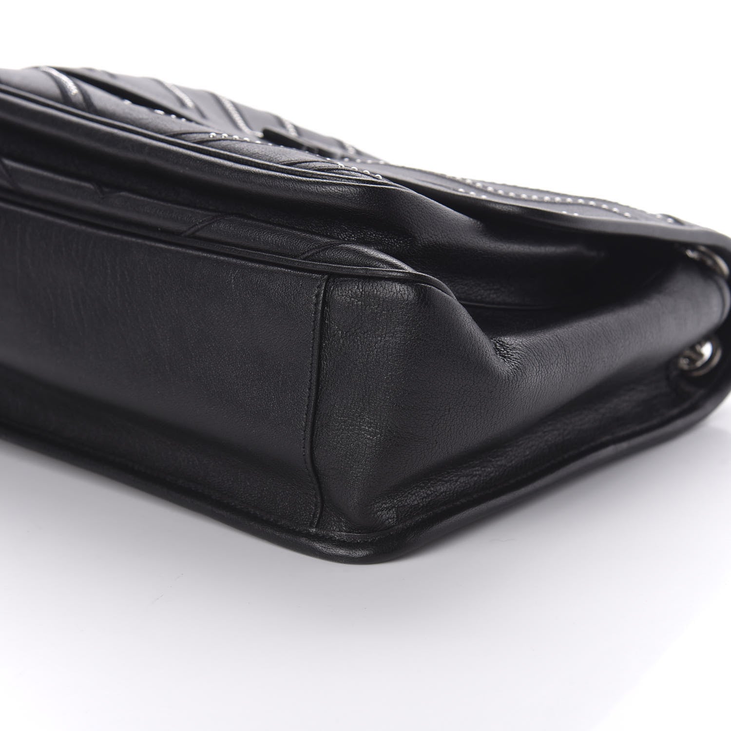 Saint Laurent Calfskin Matelasse Monogram Microstud Medium Niki Chain Satchel Black 7 of 9
