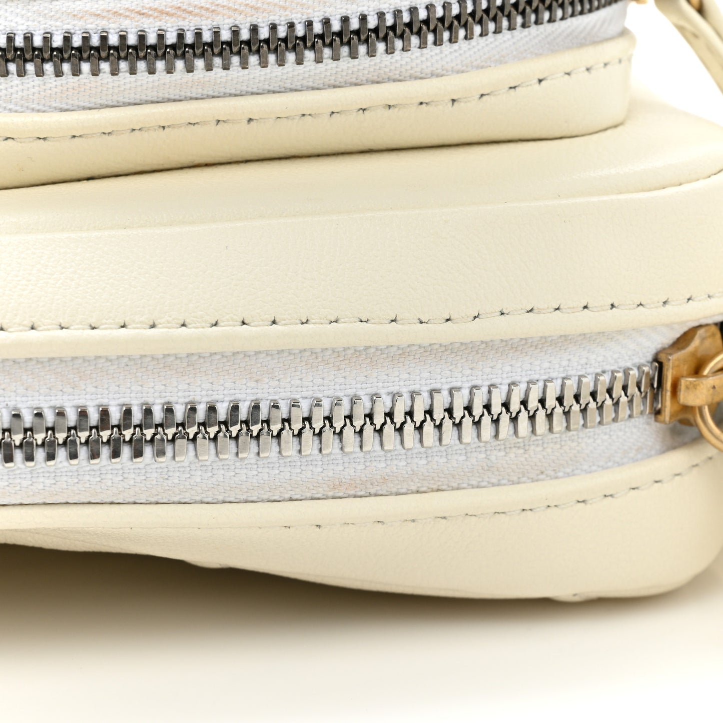 Calfskin Quilted Small Camera Case White