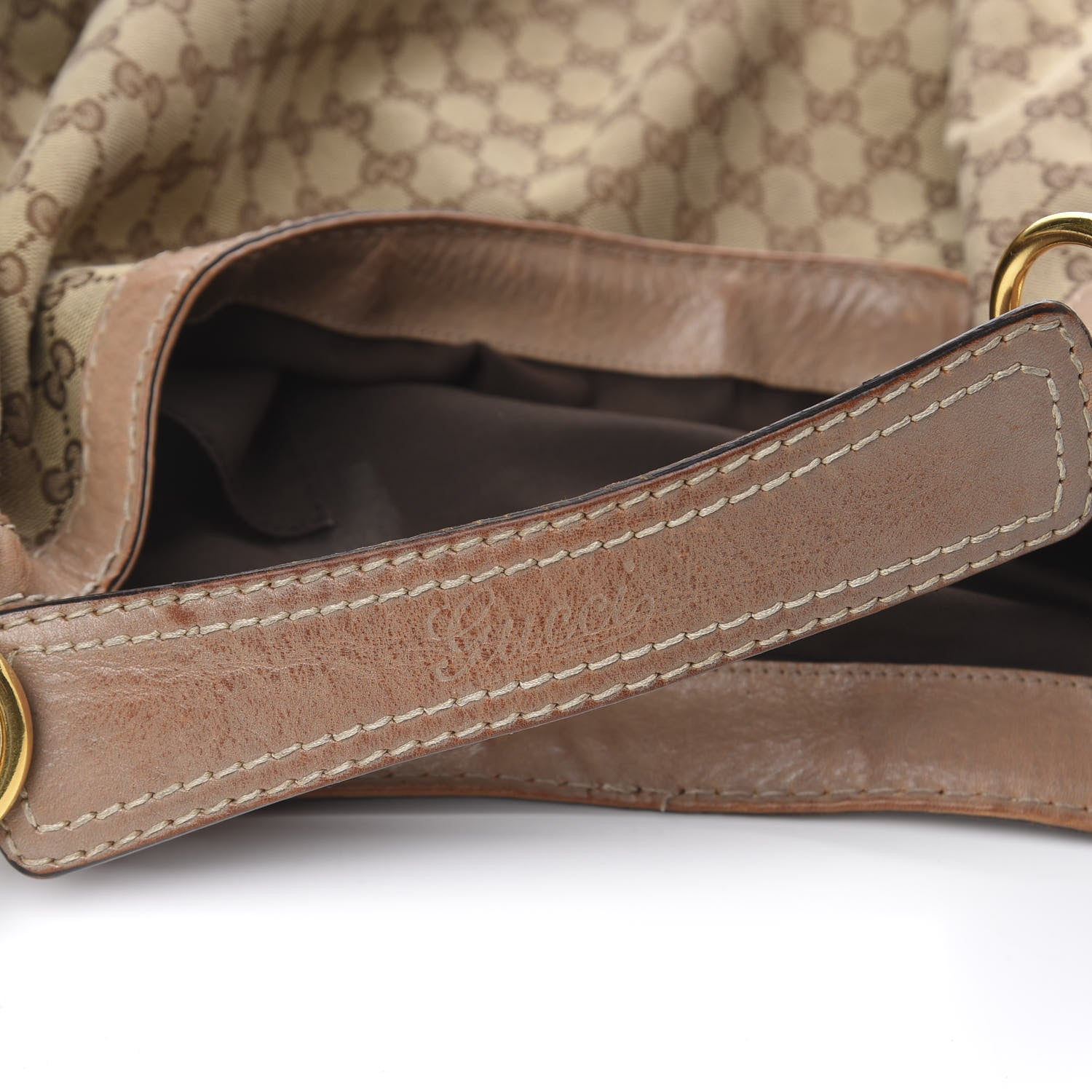 Gucci Monogram Large Jockey Hobo Beige 8 of 23