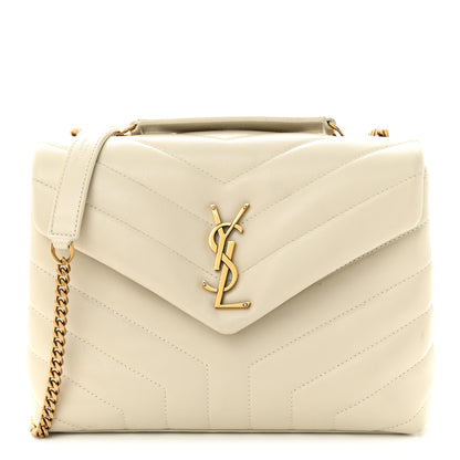 Saint Laurent Calfskin Y Quilted Monogram Small Loulou Chain Satchel Crema Soft 1 of 13