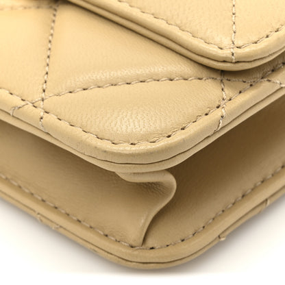 Chanel Lambskin Quilted Golden Class Wallet On Chain WOC Dark Beige 11 of 14