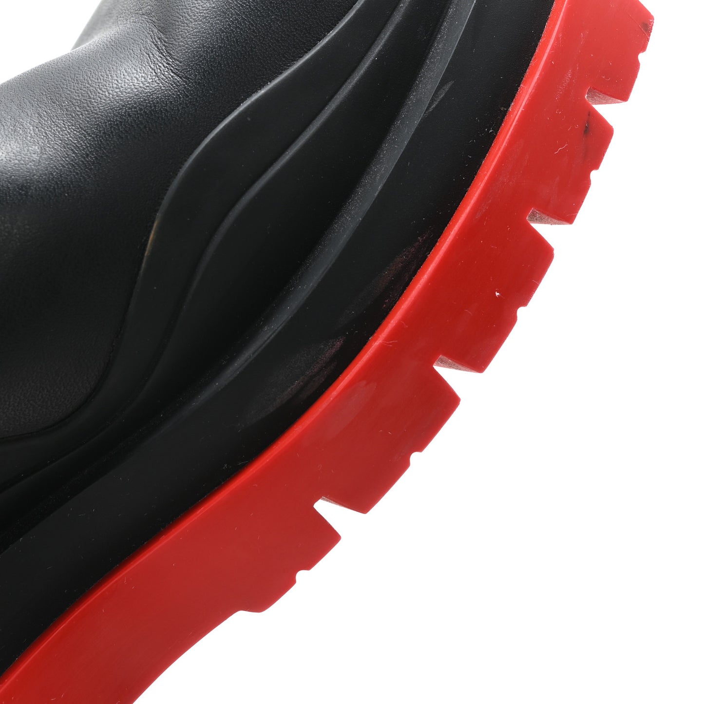 Calfskin Mens The Tire Cropped Chelsea Boots 40 Black Bright Red