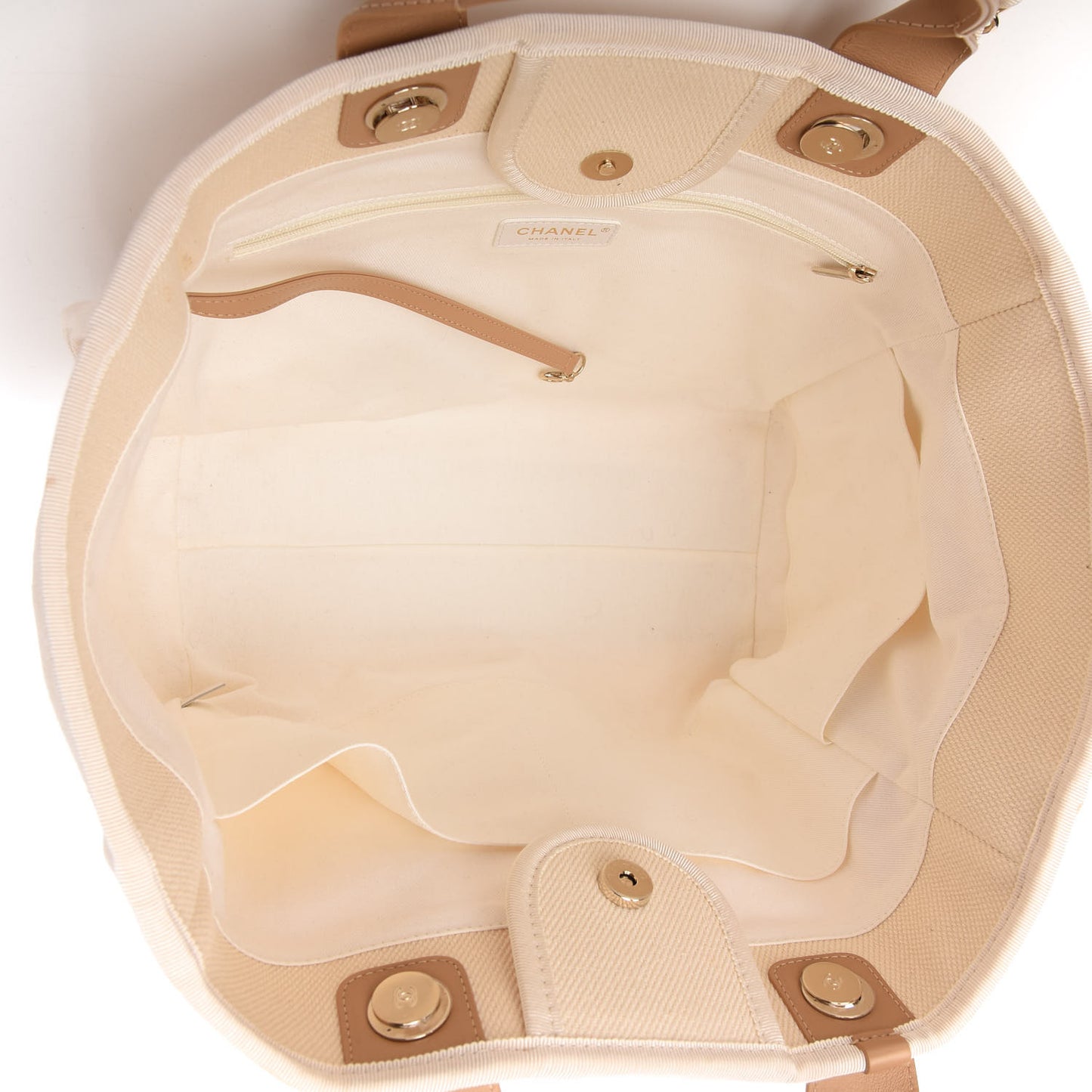 Canvas Pearl Medium Deauville Tote Ecru Beige