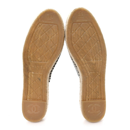 Chanel Iridescent Goatskin Patent CC Espadrille Mules 39 Black 6 of 9