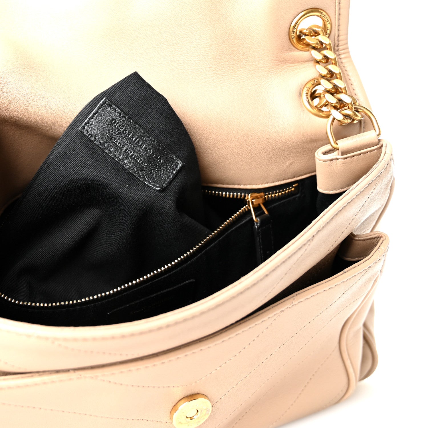 Saint Laurent Lambskin Matelasse Monogram Medium Niki Chain Satchel Dark Beige 7 of 12