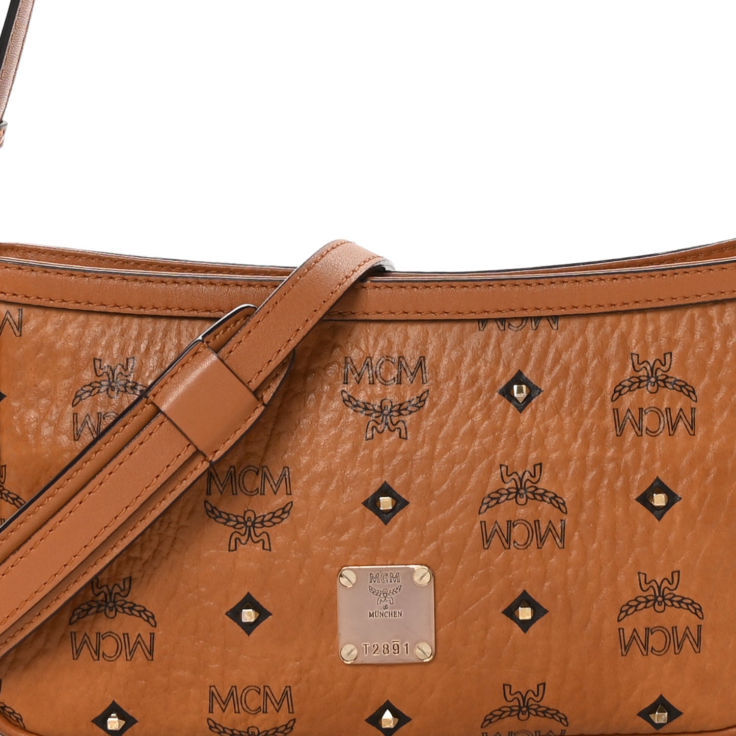 Visetos Studded Small Crossbody Bag Cognac
