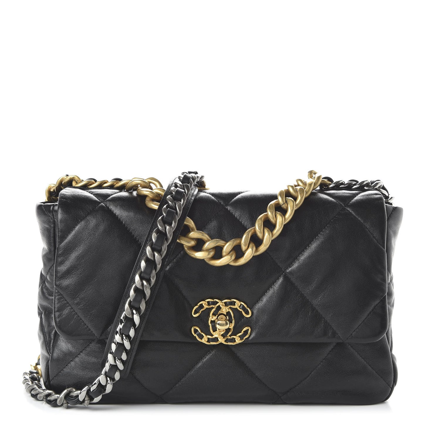 Lambskin Quilted Large 19 Flap Black