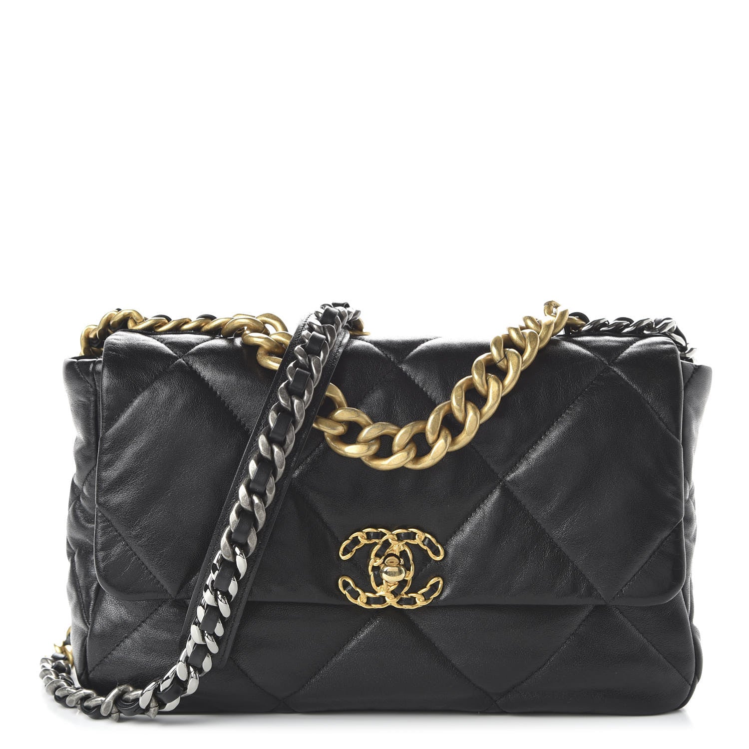 Chanel Lambskin Quilted Large 19 Flap Black 1 of 11