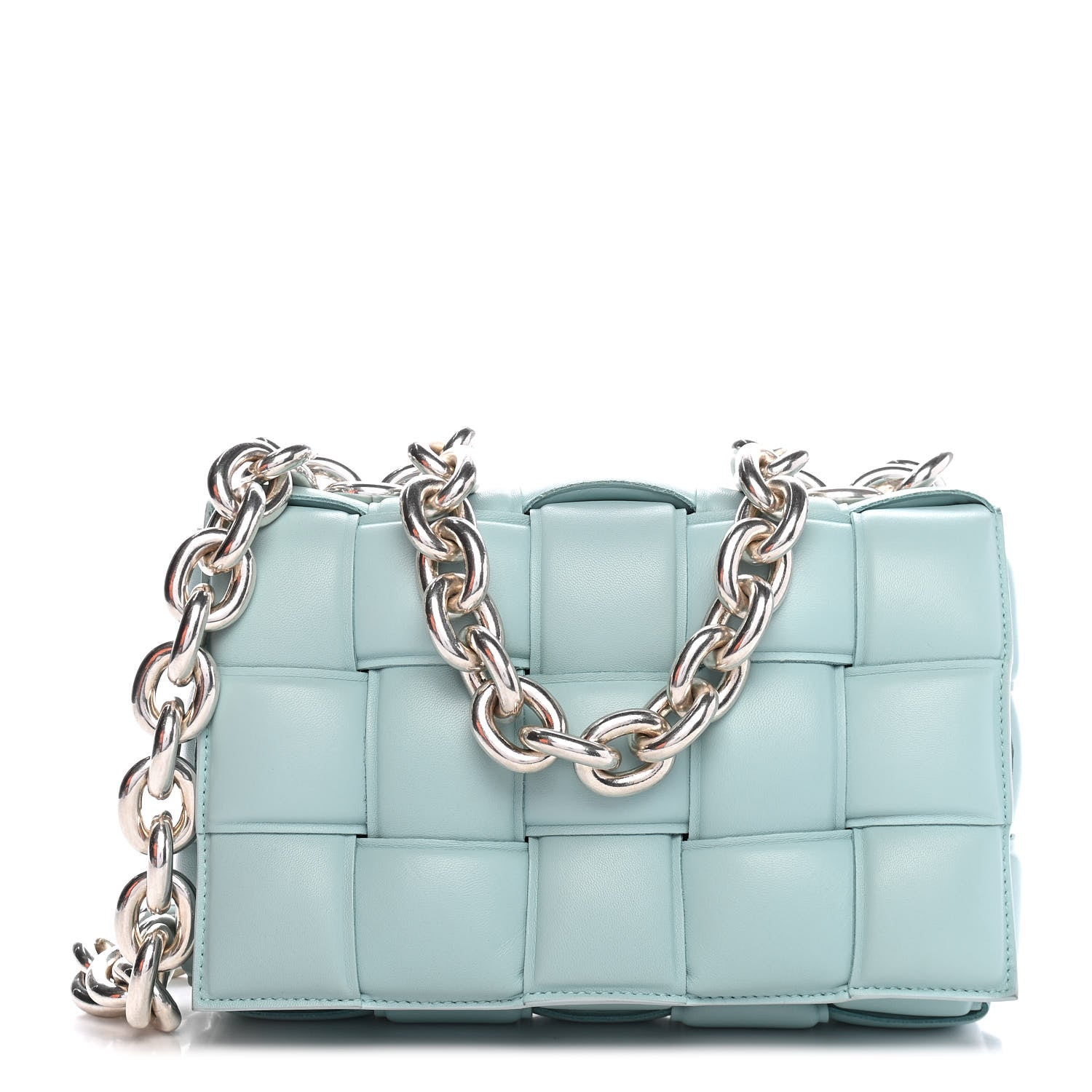 Bottega Veneta Lambskin Maxi Intreccio Padded Chain Cassette Crossbody Bag Spearmint 1 of 8