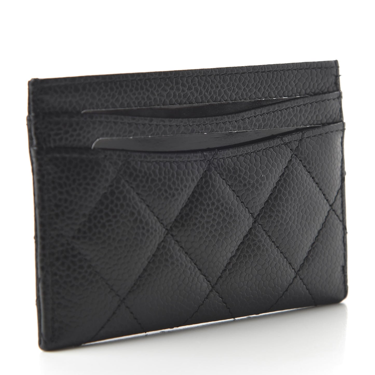 Caviar Quilted Card Holder Black