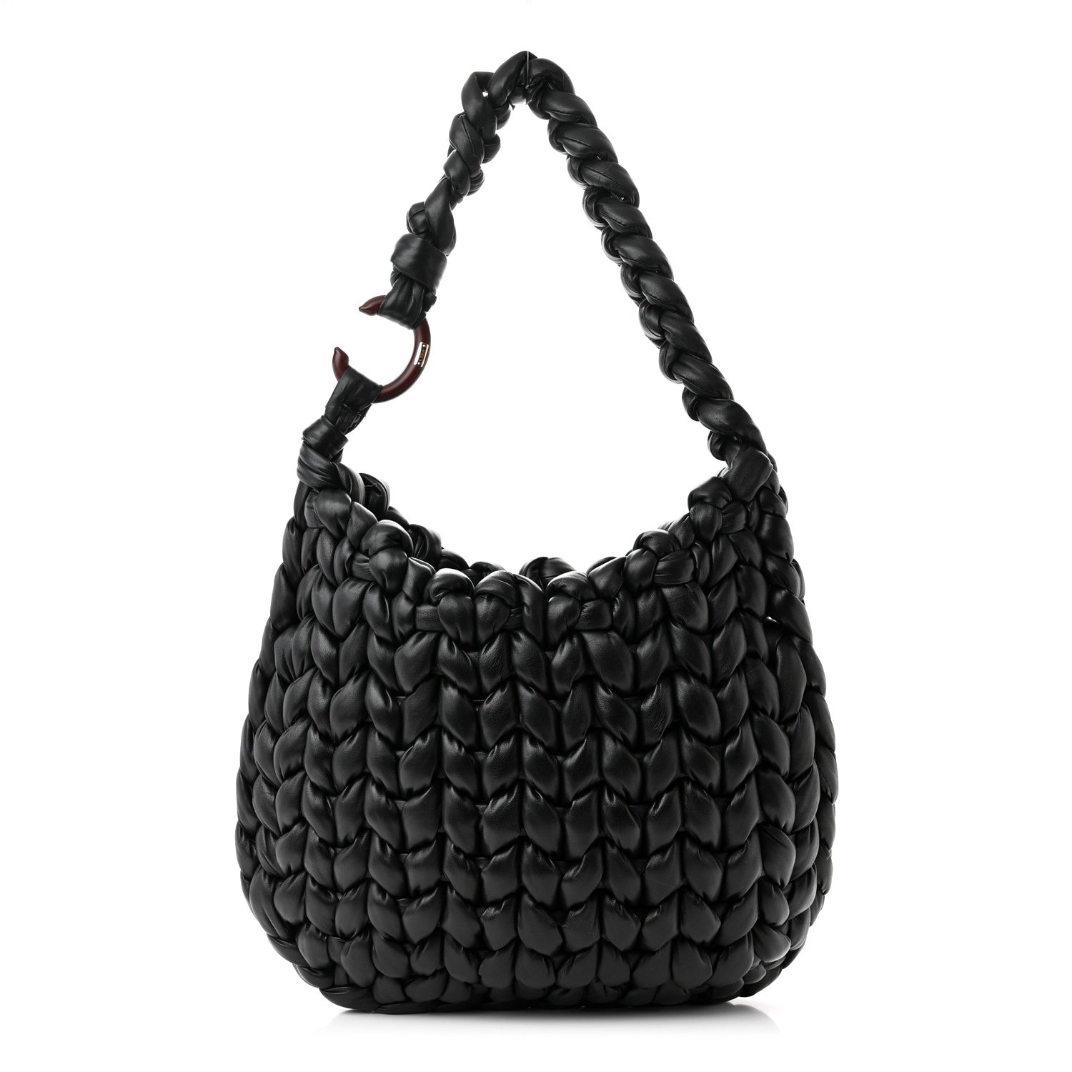 Chloe Lambskin Woven Wooden C Shoulder Bag Black 1 of 11