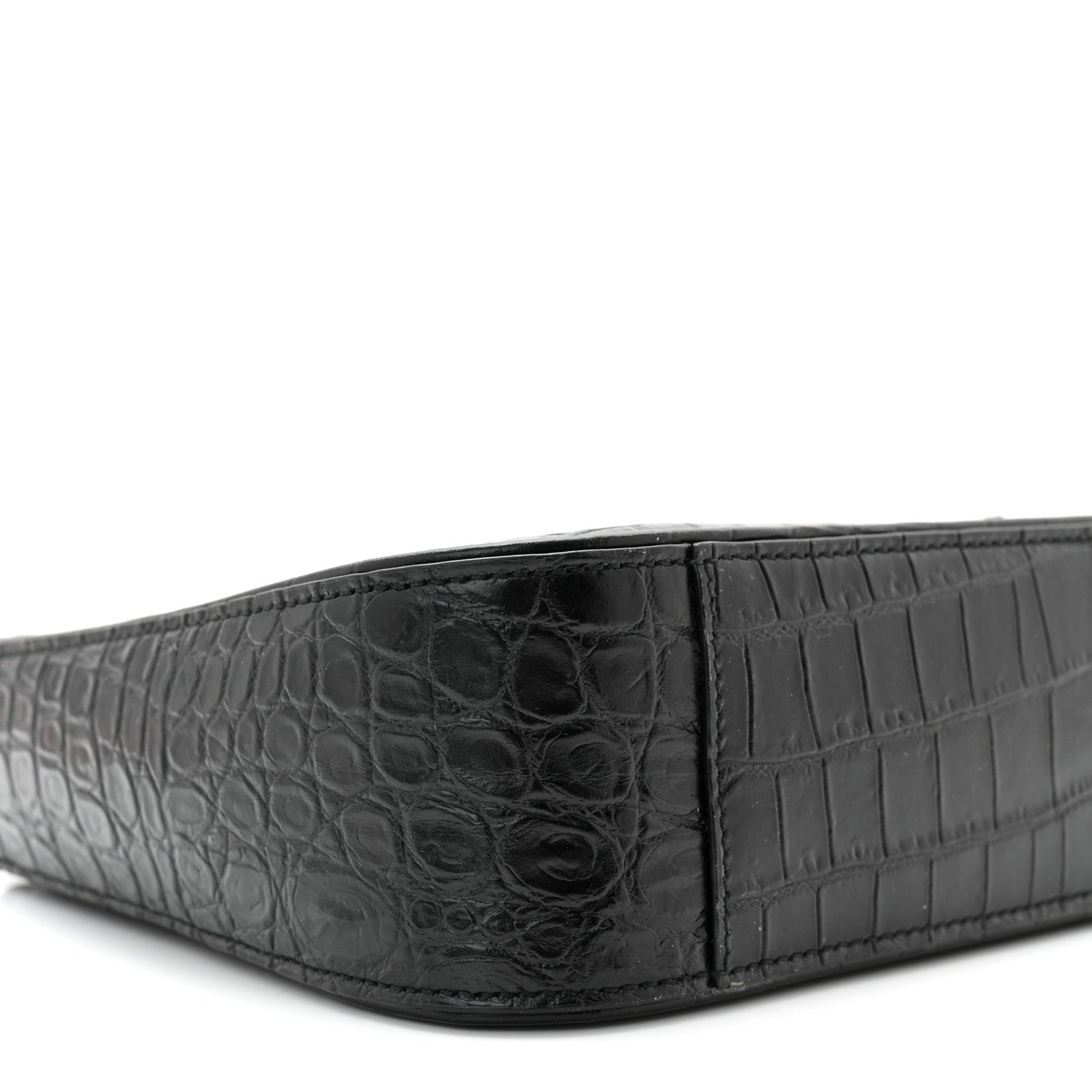 Saint Laurent Calfskin Crocodile Embossed Le 5 A 7 Hobo Black 9 of 10