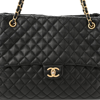 Chanel Lambskin Quilted Large Fluffy CC Shopping Tote Black 8 of 10