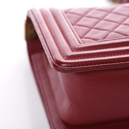 Chanel Lambskin Quilted Medium Boy Flap Dark Red 12 of 13