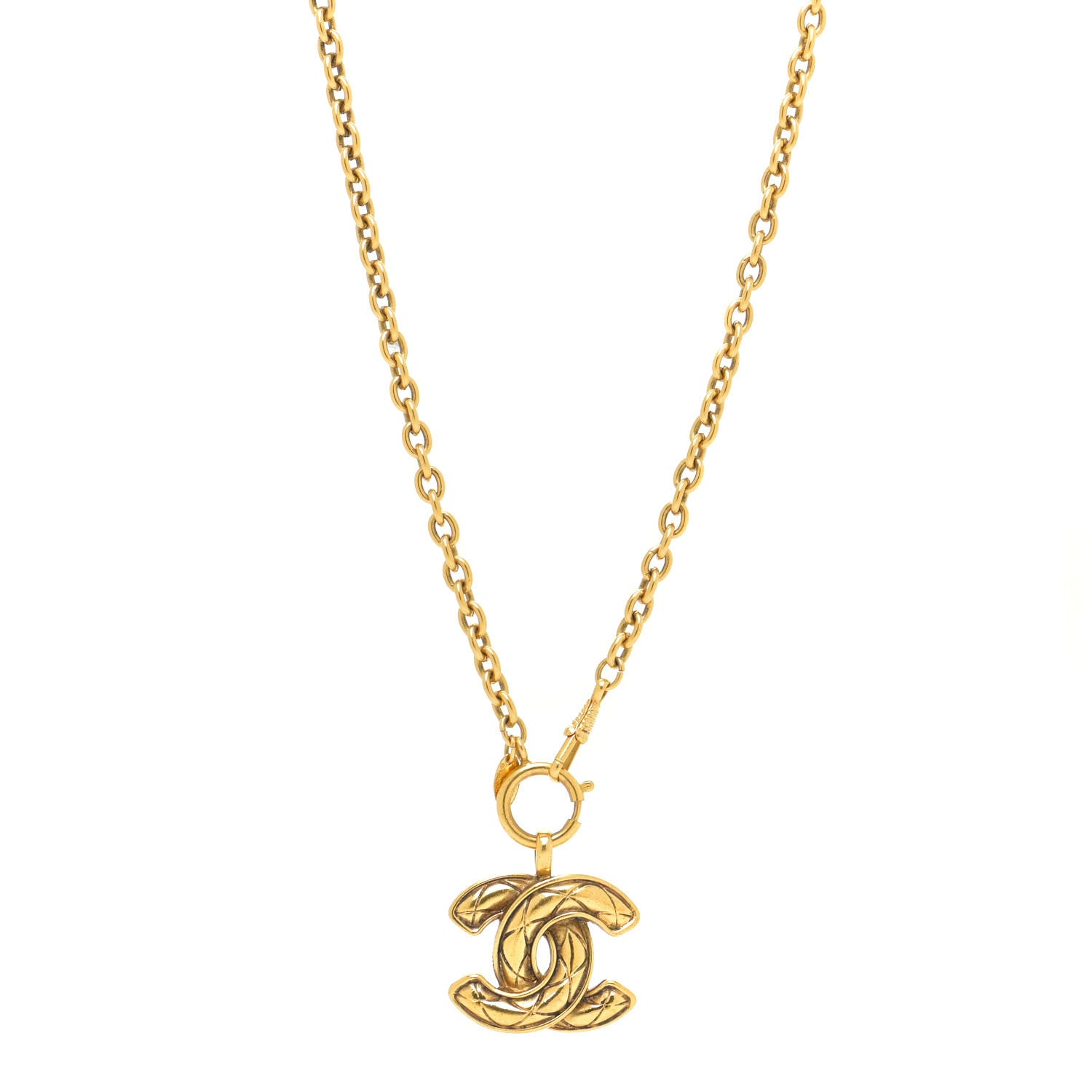 Chanel Quilted Large CC Long Chain Necklace Gold 1 of 5