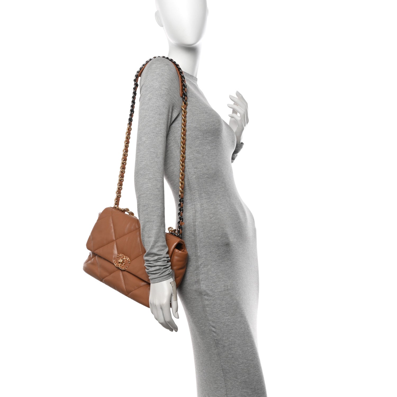 Chanel Lambskin Quilted Large Chanel 19 Flap Brown 2 of 10