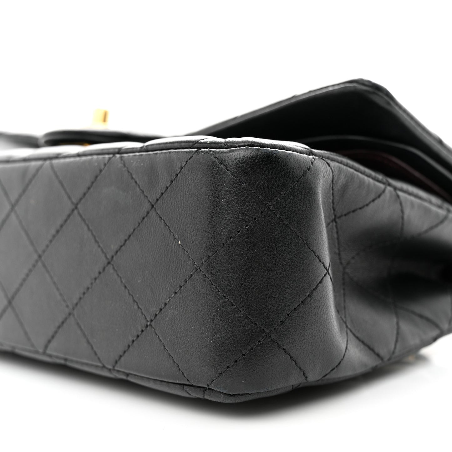 Lambskin Quilted Medium Double Flap Black