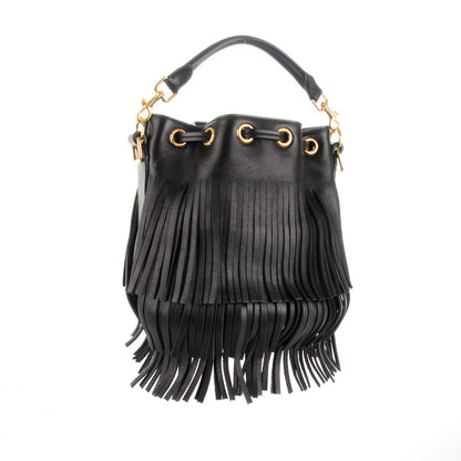 Saint Laurent Calfskin Small Emmanuelle Fringe Bucket Bag Black 3 of 7