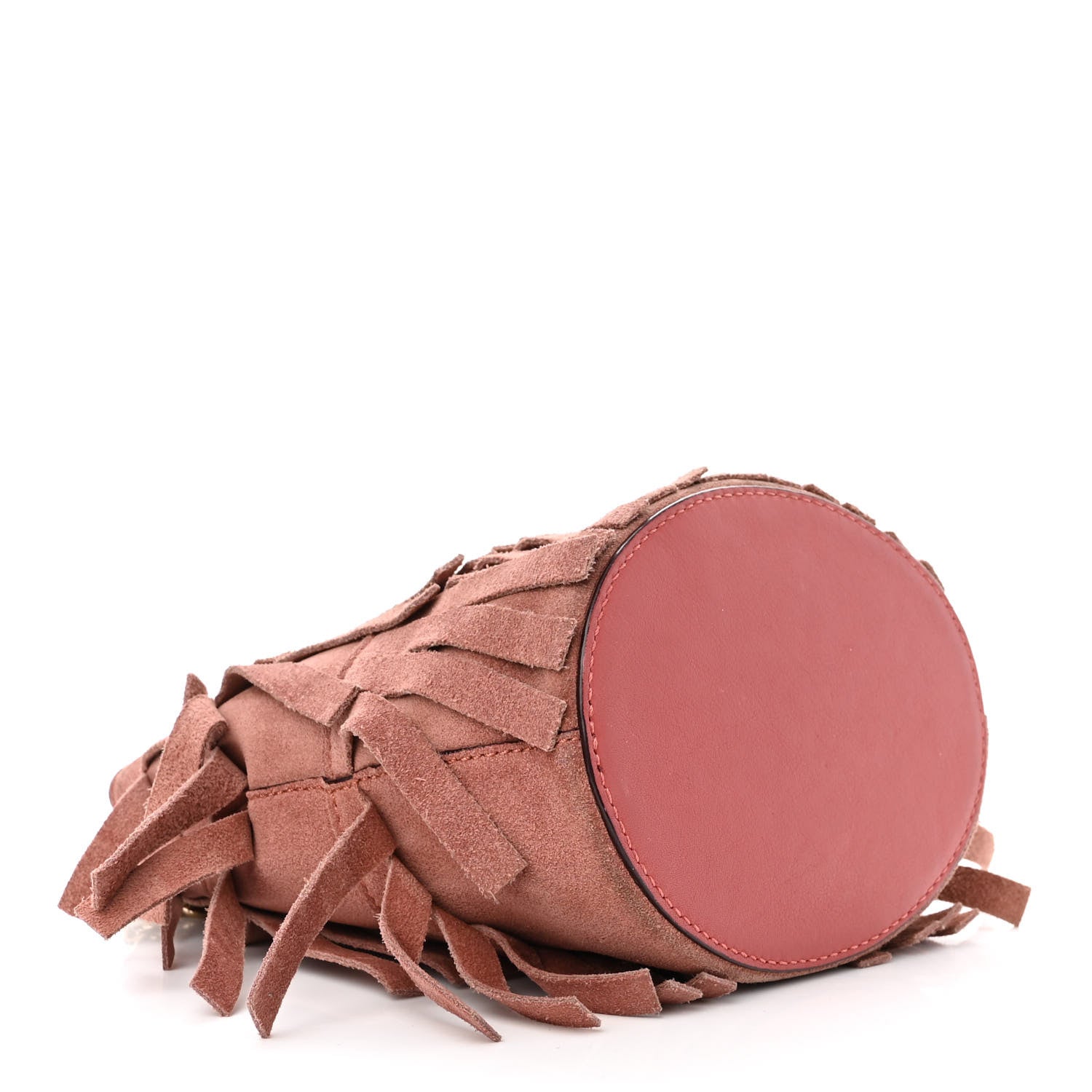 Burberry Suede Fringe Mini Bucket Bag Russet Pink 4 of 13