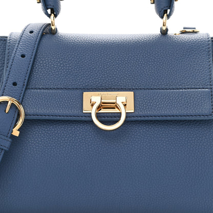 Salvatore Ferragamo Grained Calfskin Sofia Satchel Blue 8 of 13