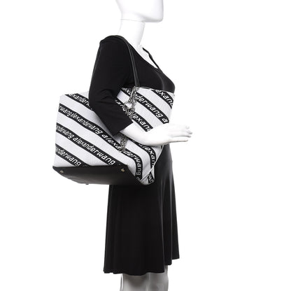 Alexander Wang Knit Jacquard Diagonal Logo Roxy Tote White Black 2 of 12