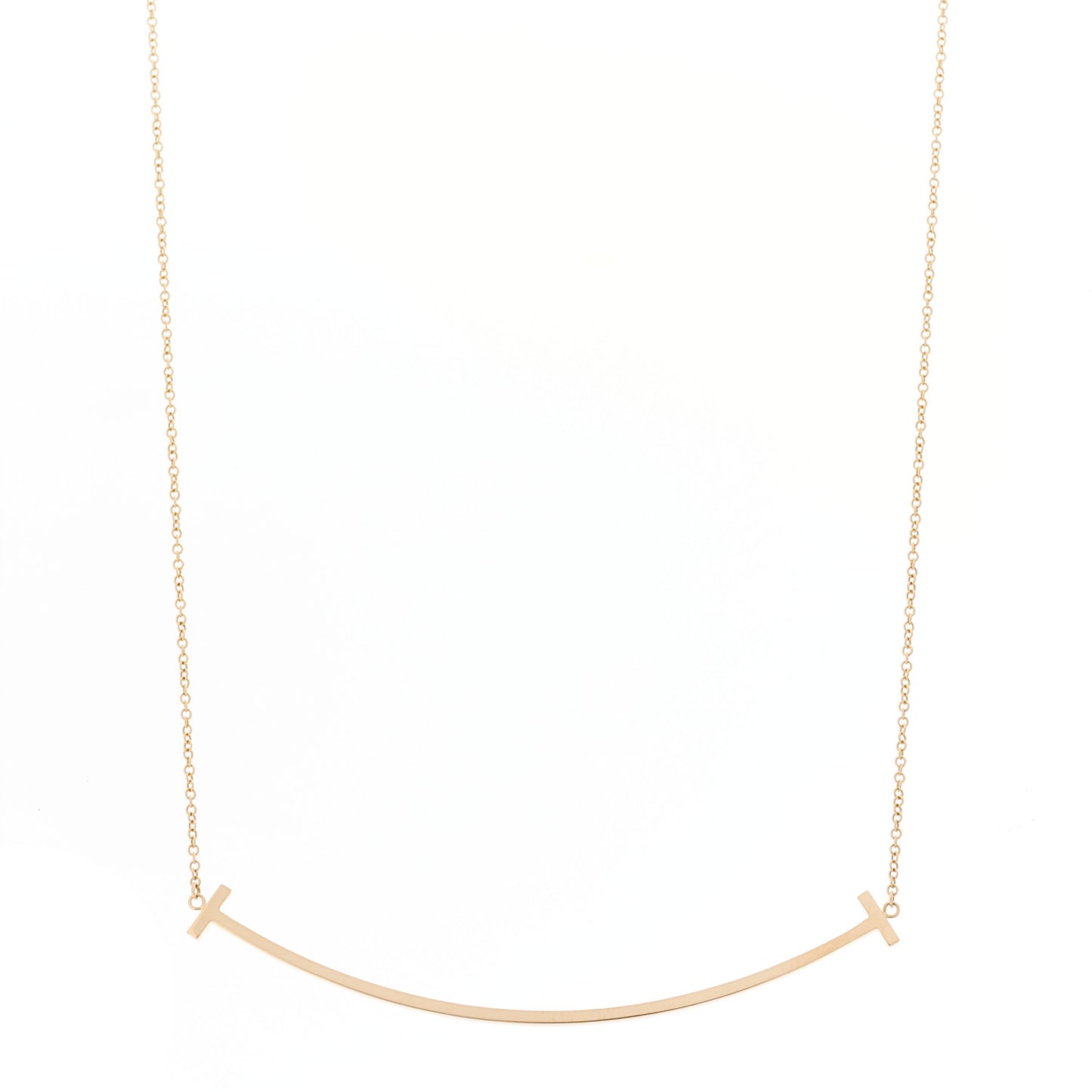 18K Yellow Gold Large T Smile Pendant Necklace