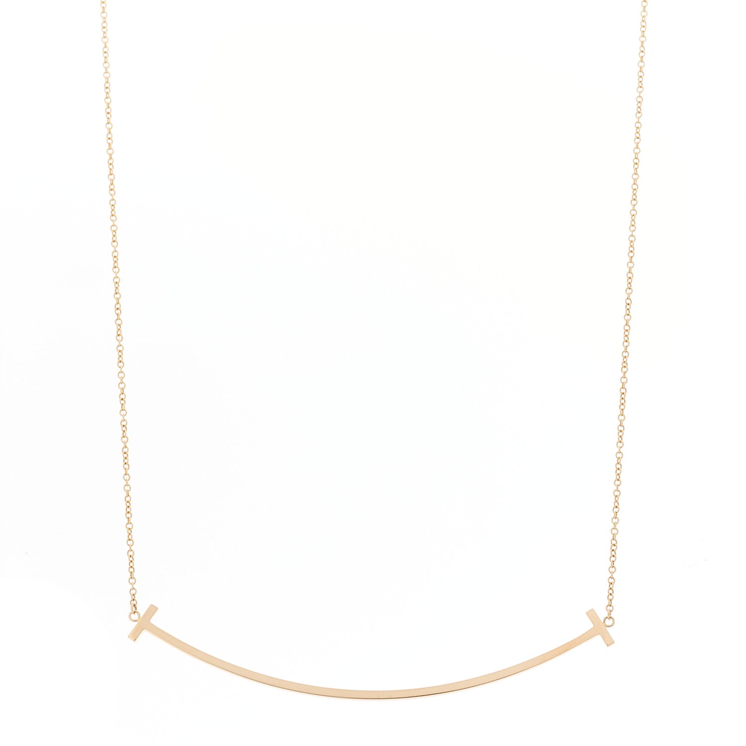 Tiffany 18K Yellow Gold Large T Smile Pendant Necklace 1 of 6