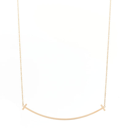 Tiffany 18K Yellow Gold Large T Smile Pendant Necklace 1 of 6