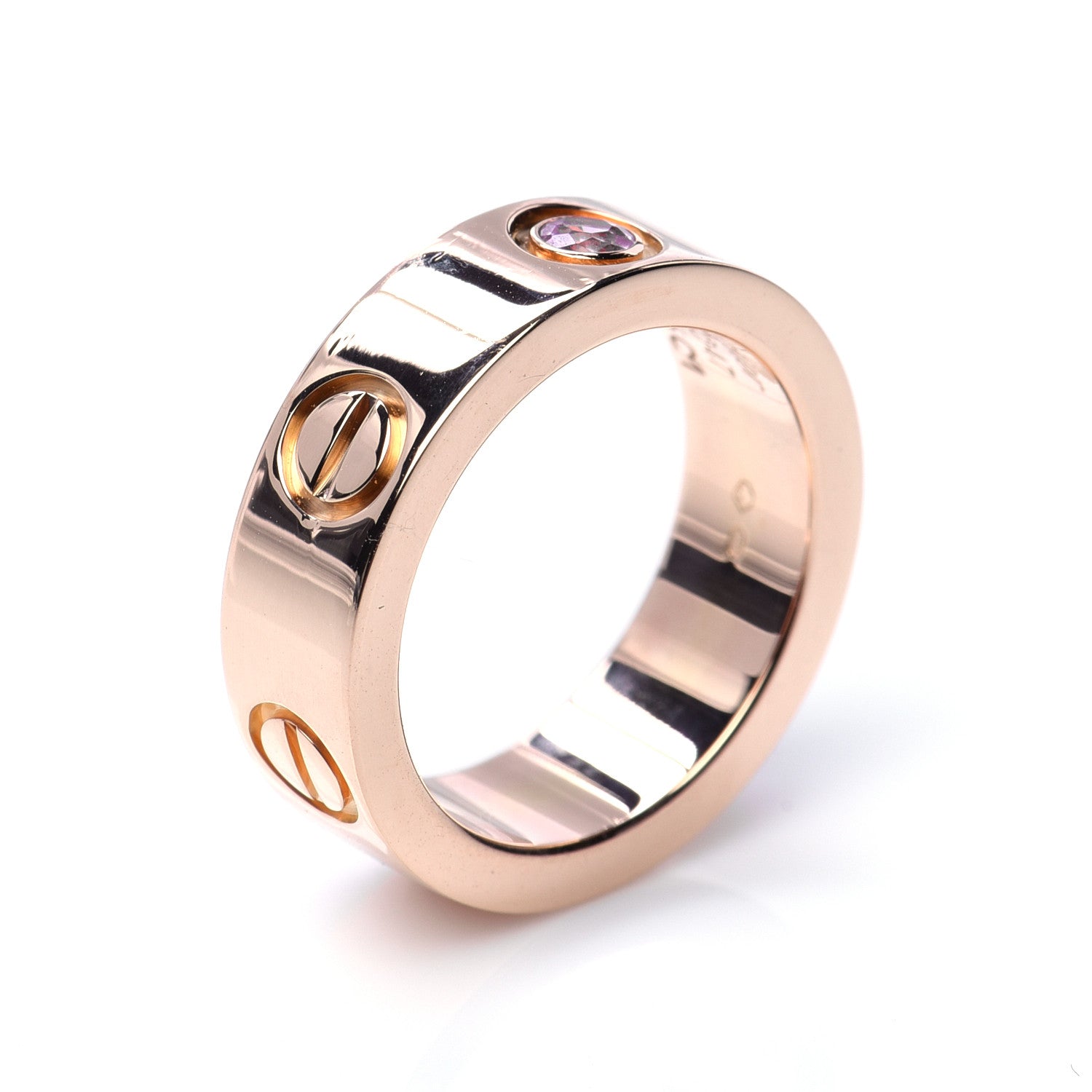 Cartier 18K Pink Gold Pink Sapphire 5.5mm LOVE Ring 47 4 4 of 5