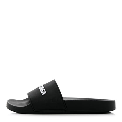 Balenciaga Rubber Womens Logo Pool Slide Sandals 37 Black 1 of 16