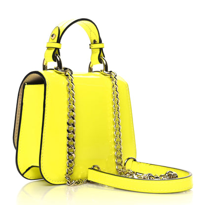 Jimmy Choo Patent Calfskin Micro Varenne Top Handle Satchel Neon Citron 3 of 10