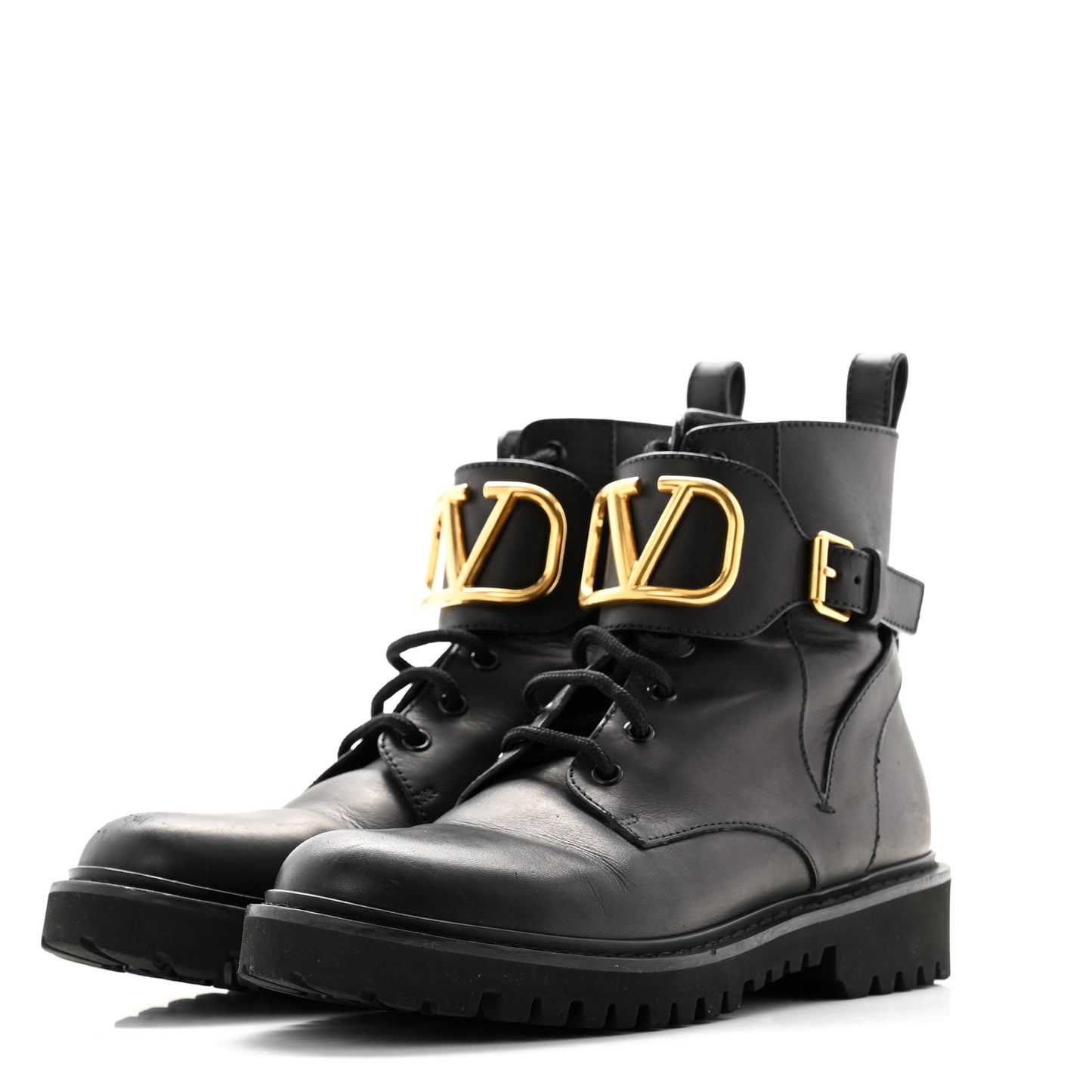 Calfskin Womens VLOGO 35mm Combat Boots 38.5 Black