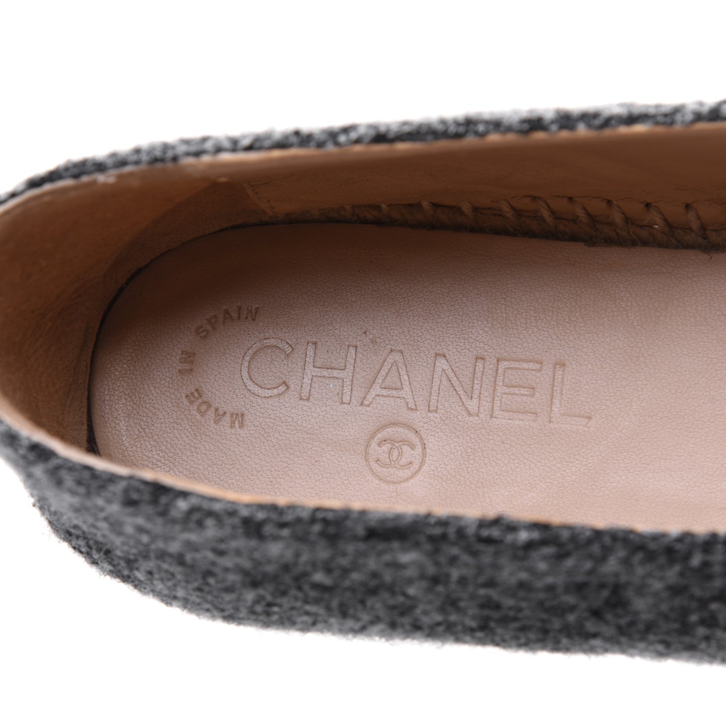 Tweed Velvet CC Espadrilles 41 Grey Black