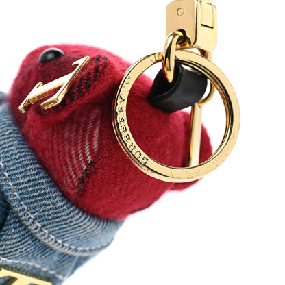 Burberry Cashmere Denim Jacket Thomas Bear Bag Charm Red 4 of 7