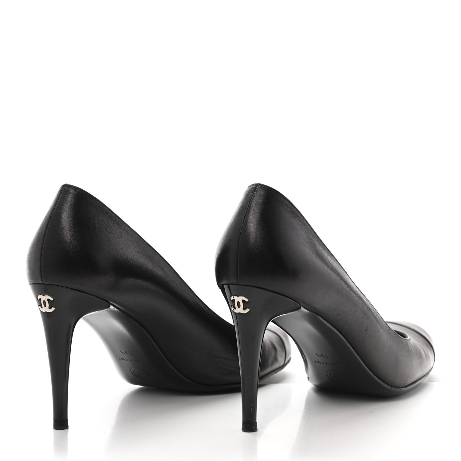 Chanel Lambskin Cap Toe CC Pumps 39.5 Black 4 of 8