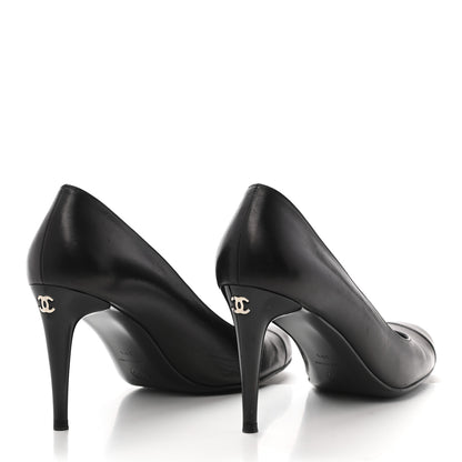 Chanel Lambskin Cap Toe CC Pumps 39.5 Black 4 of 8