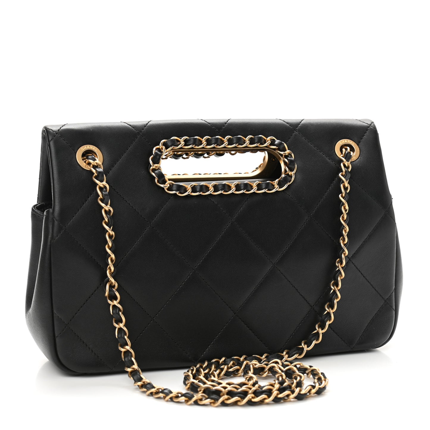 Lambskin Small A Real Catch Flap Bag Black