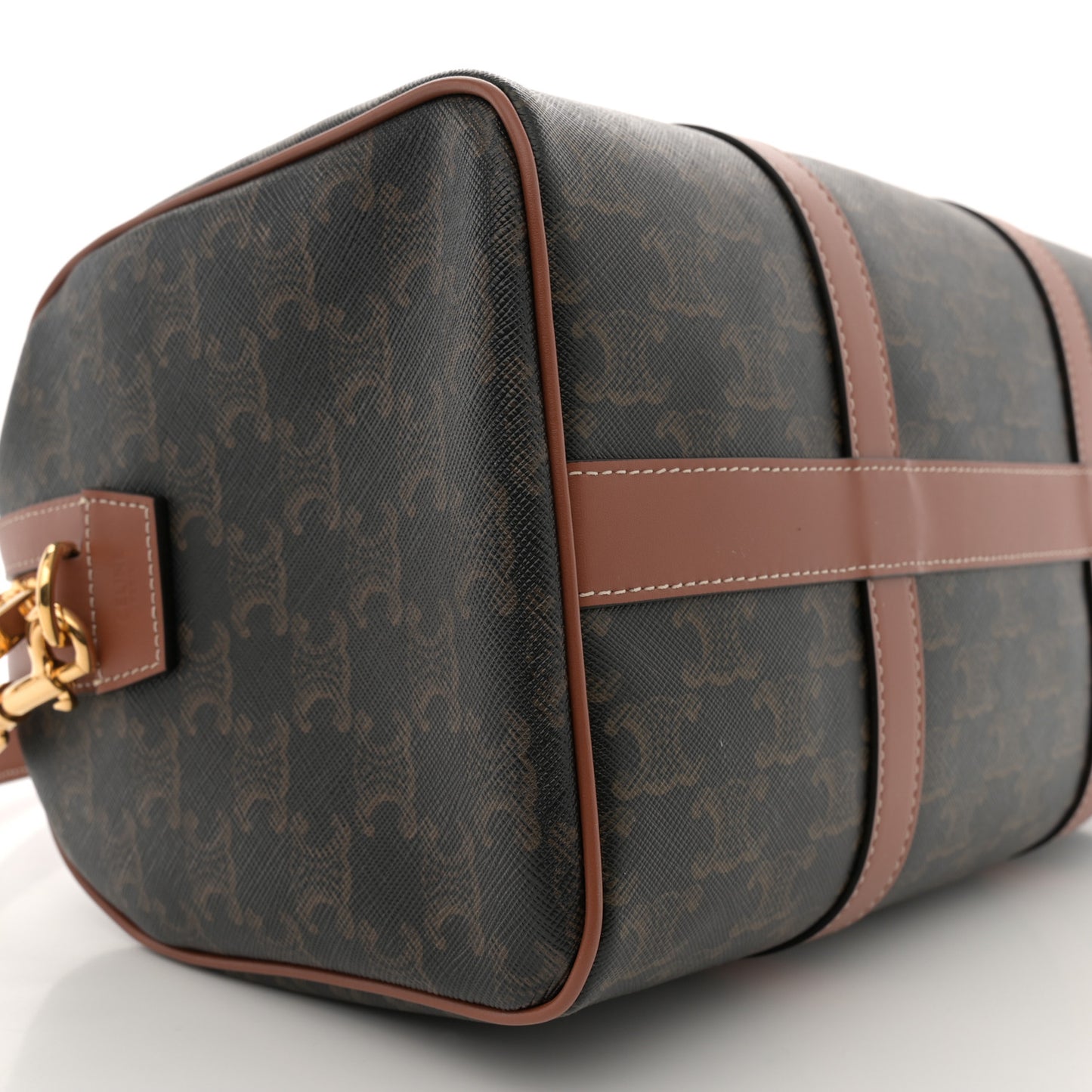 Triomphe Canvas Calfskin Large Boston Bag Tan