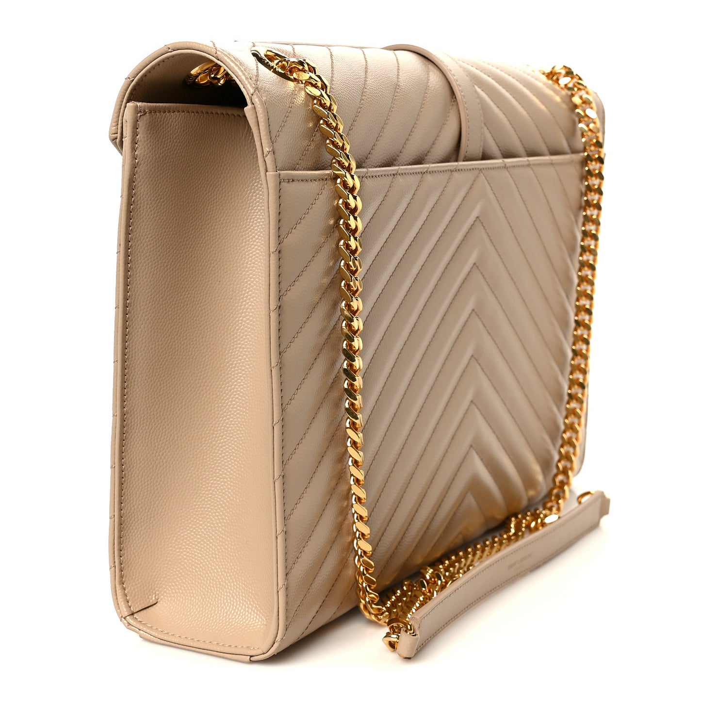 Grain De Poudre Matelasse Chevron Large Monogram Satchel Dark Beige