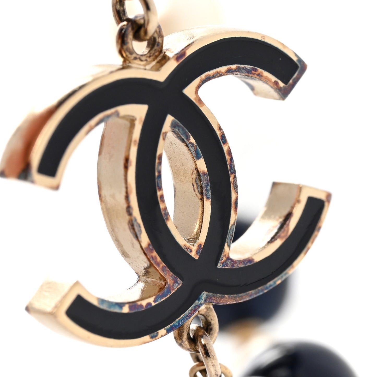 Pearl Beaded CC Long Necklace Navy