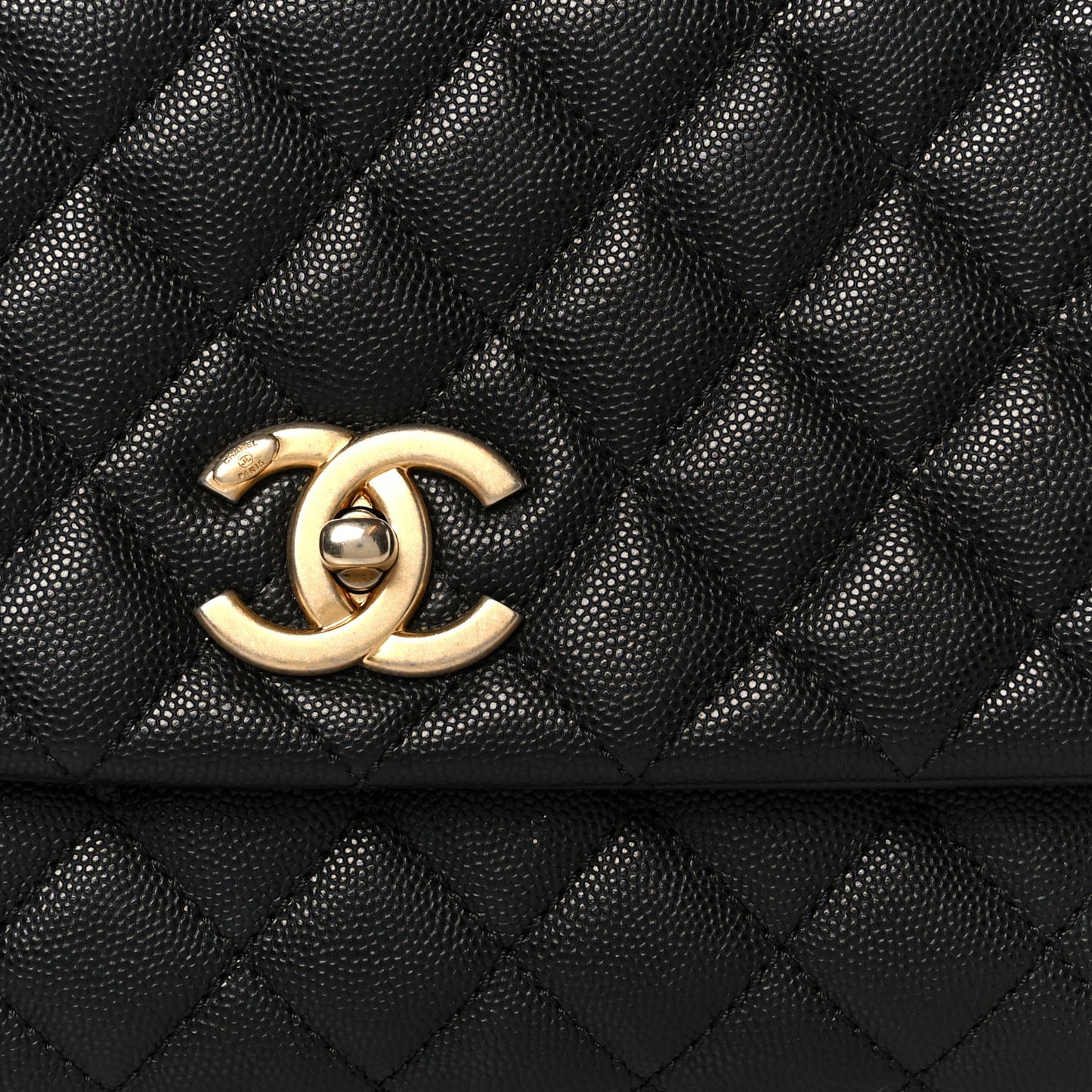 Caviar Quilted Small Coco Handle Flap Black