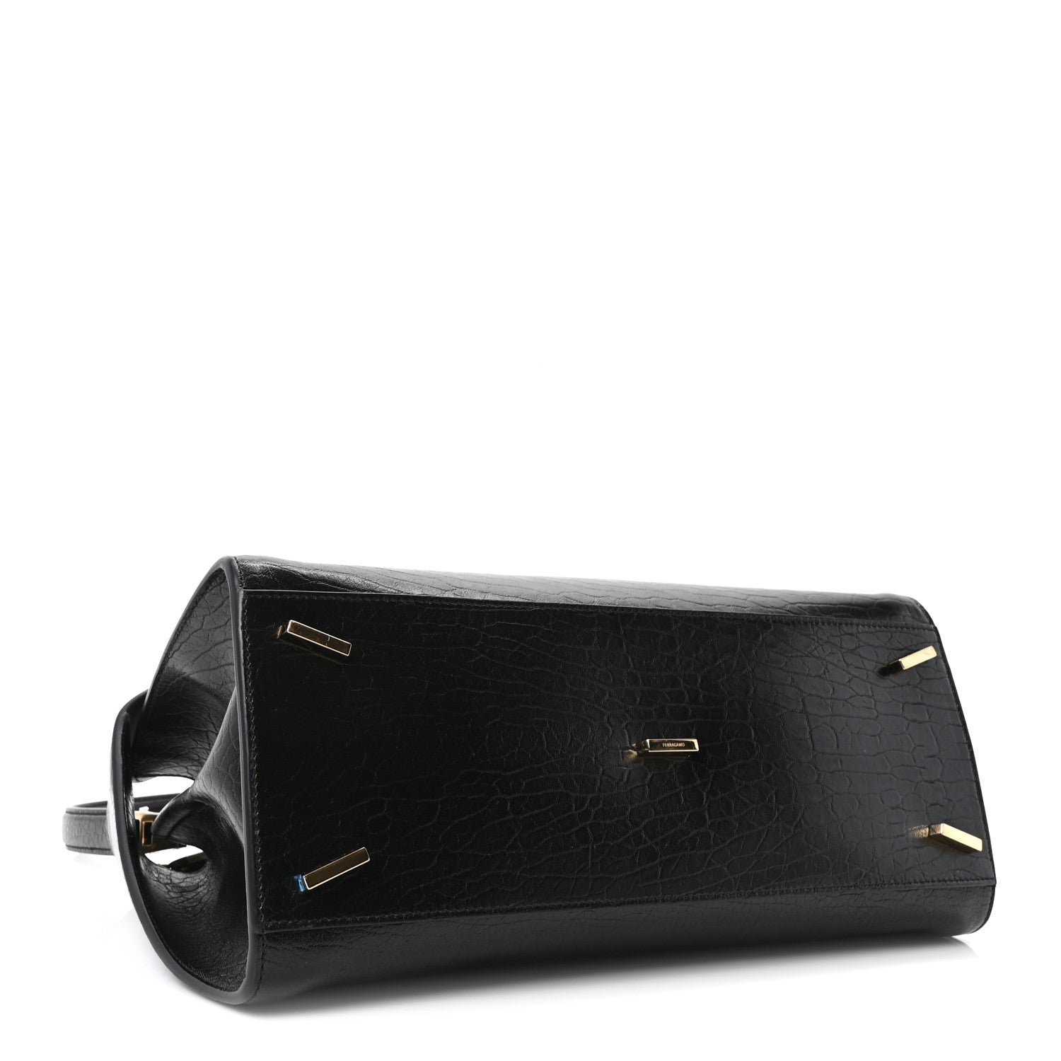 Salvatore Ferragamo Washed Calfskin Medium Hug Soft Bicolor Shoulder Bag Black Testa Di Moro 4 of 9