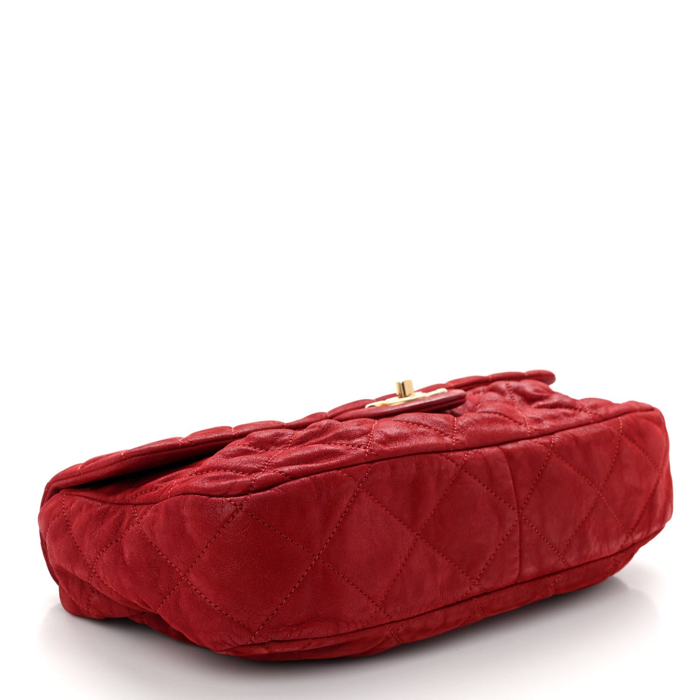 Iridescent Calfskin Large Chic Quilt Flap Red