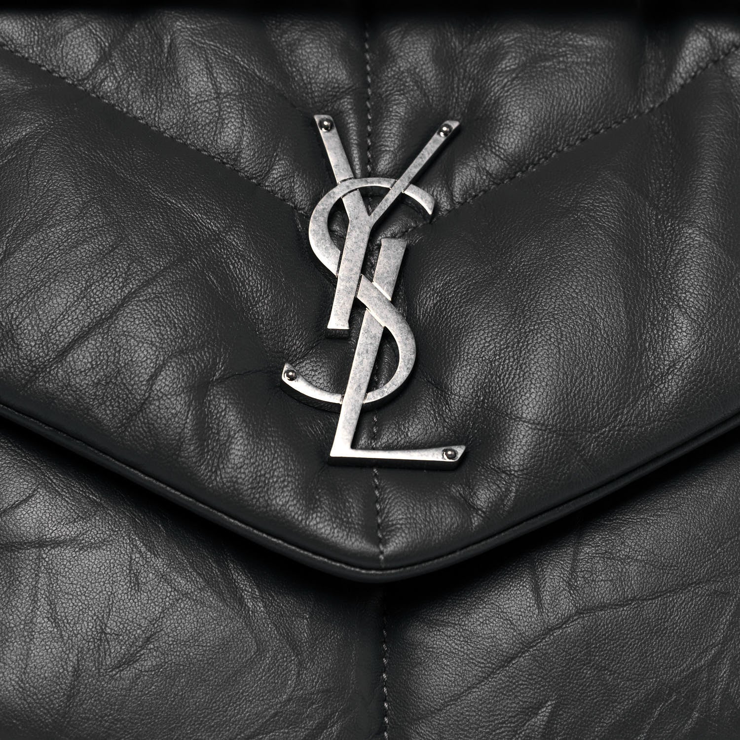 Saint Laurent Calfskin Quilted Medium Loulou Puffer Monogram Chain Satchel Storm 7 of 14