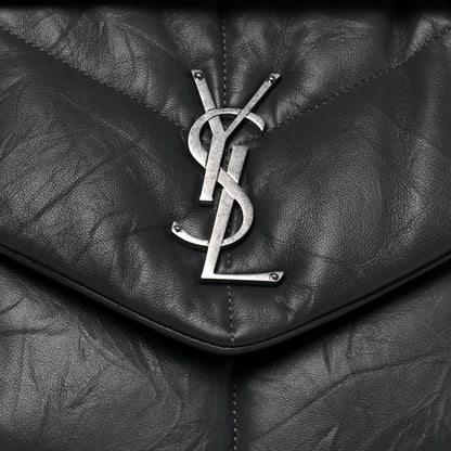 Saint Laurent Calfskin Quilted Medium Loulou Puffer Monogram Chain Satchel Storm 7 of 14