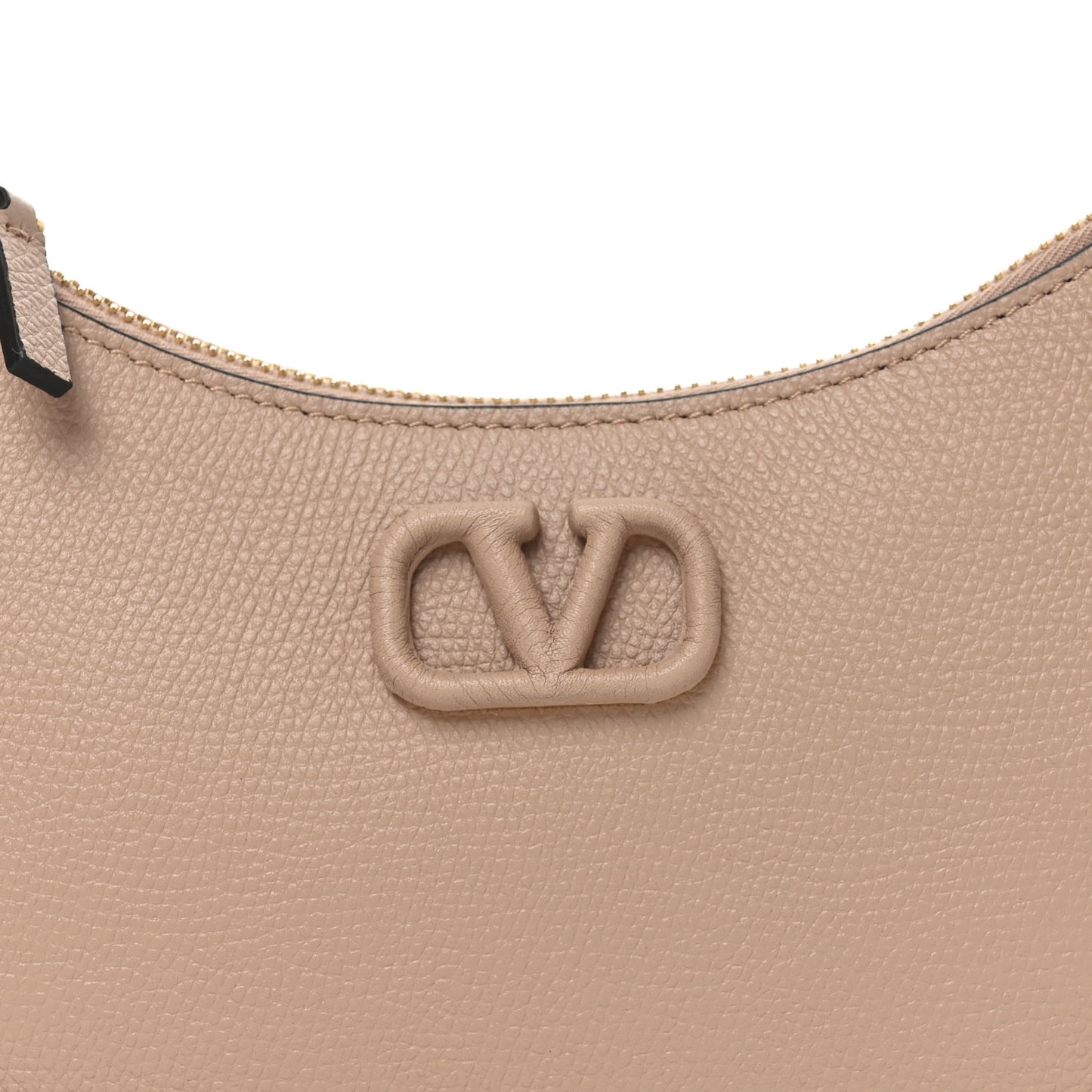Grainy Calfskin Mini Vlogo Hobo Bag Rose Cannelle