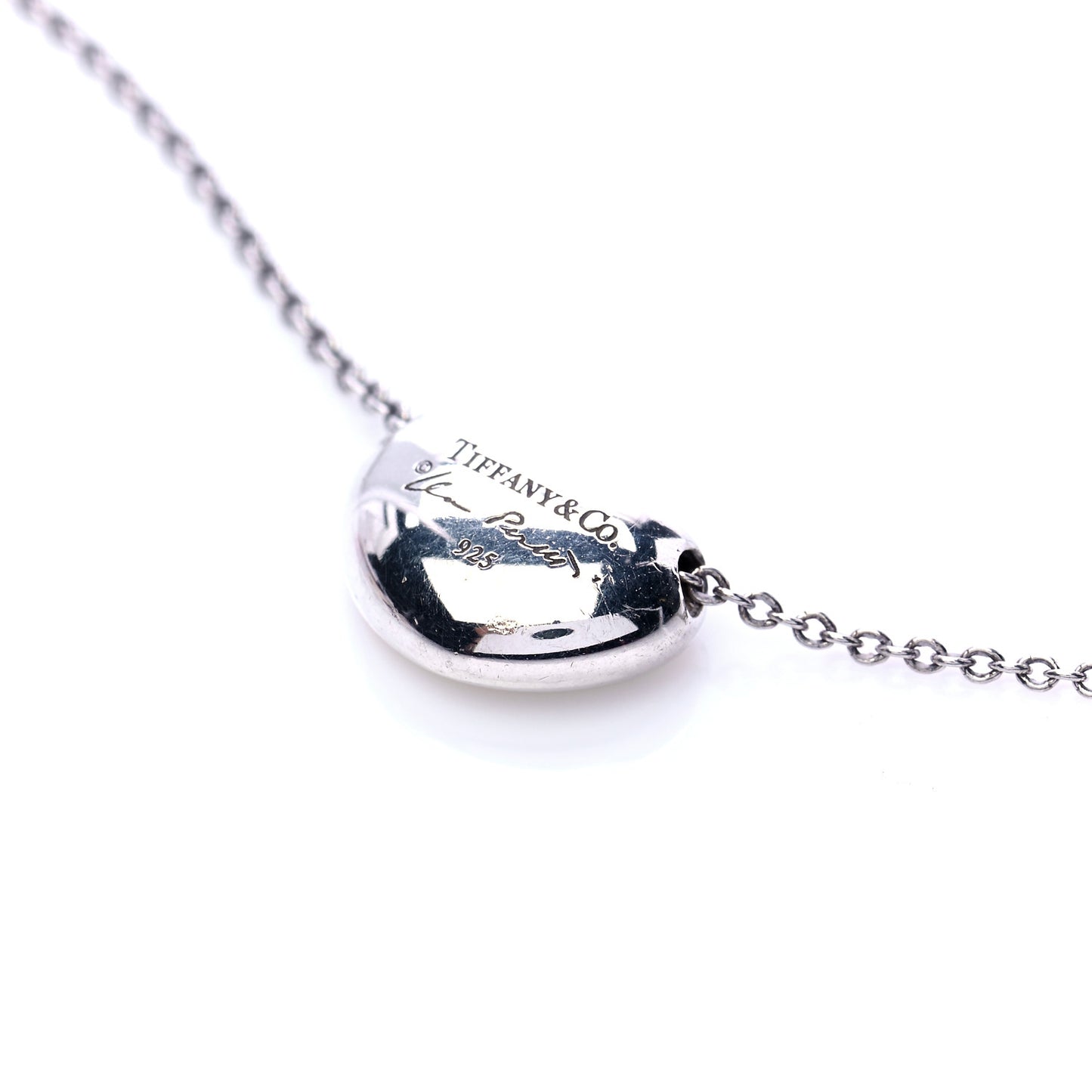 Sterling Silver 12mm Elsa Peretti Bean Pendant Necklace