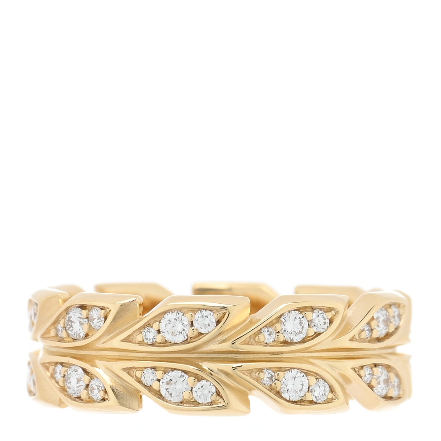18K Yellow Gold Diamond Victoria Vine Band Ring 52 6