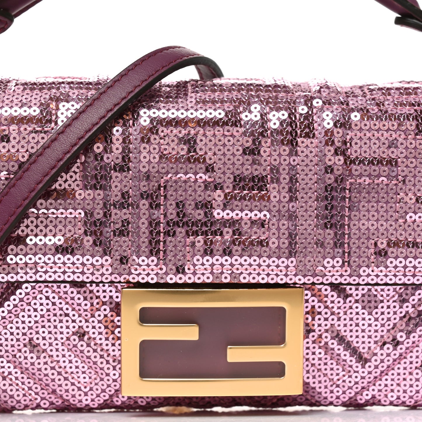 Ricamo Sequin Paillettes Vitello Grace FF Mini Baguette Rosa