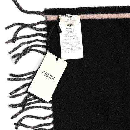 Fendi Cashmere Logo Scarf Pink Black 4 of 4